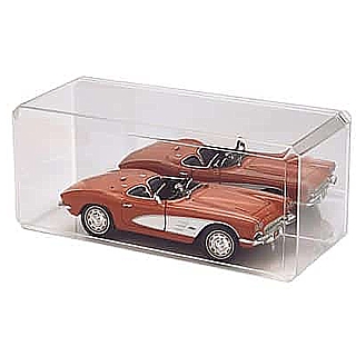 Clear Molded Styrene 2-Piece Display Case with Mirrored Base for 1:18 Scale Die Cast Cars.