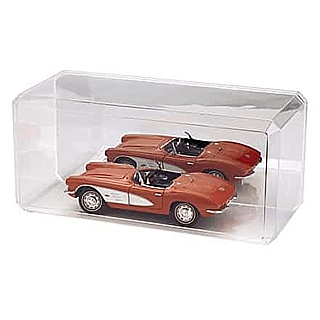 Clear Molded Styrene 2-Piece Display Case with Mirrored Base for Large Oversize 1:18 Scale Die Cast Cars.