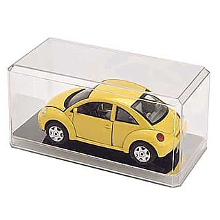 Clear Molded Styrene 2-Piece Display Case with Mirrored Base for 1:32 Scale Die Cast Cars.