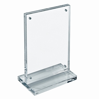 Clear Acrylic Deluxe Magnetic Block Frames with Base in Lucite or Plexi