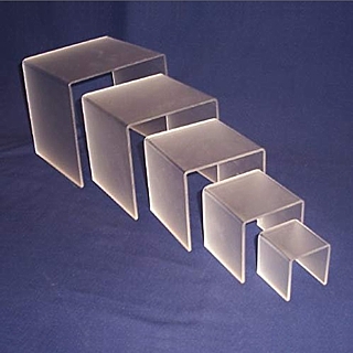 Frosted Acrylic Square U Risers in P95 Perspex, Lucite, Plexi