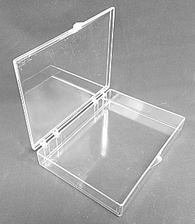 Clear Molded Styrene Plastic 2 Piece Hinged Box Container