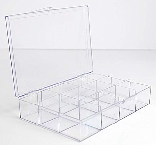Clear Molded Styrene Plastic 12 Compartment Hinged Box Container