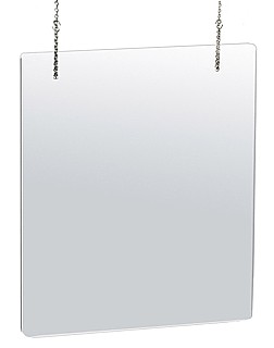 Clear Hanging Cashier Barrier or Shield Sneezeguard Made From Acrylic, Plexiglas, Plexiglass, Lucite, Plastic
