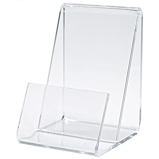 Clear Acrylic J Easel with Front Lip for Vertical Business Cards