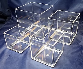 Set of 4 Clear Molded Styrene 5-Sided Cubes
