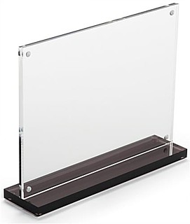 Clear Acrylic Deluxe Magnetic Block Frames with Dark Gray Smoke Base in Lucite or Plexi