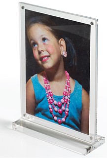 Clear Acrylic Deluxe Magnetic Block Frames with Base in Lucite or Plexi