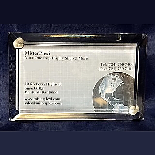 Clear Acrylic Deluxe Beveled Business Card Magnetic Block Frames in Lucite or Plexi