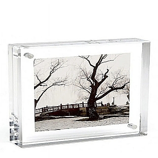Clear Acrylic Deluxe Magnetic Block Frames in Lucite or Plexi