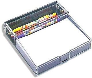 Clear Acrylic Memo Holder with Pen Compartment for Scratch Pads, Memos, Tips, and More - Made From Plexiglas, Plexiglass, Lucite, Plastic