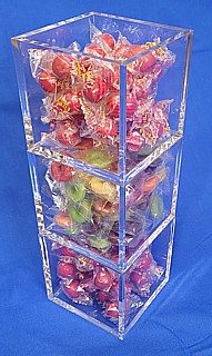 5-Sided Square Stackable Cube Injection Molded in Crystal Clear Rigid Styrene