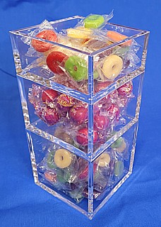 Clear Molded Styrene Cubes and Boxes That Are STACKABLE