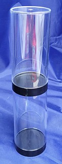 Clear Cylindrical Stackable Plastic Display Container with Black Base Model PB71