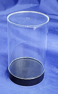 Clear Cylindrical Plastic Display Container with Black Base Model PB72