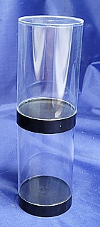 Clear Cylindrical Stackable Plastic Display Container with Black Base Model PB72