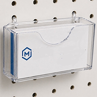 Clear Molded Acrylic Business Card and Gift Card Holder model PBC1 for Use with Pegboard or Slatwall