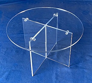 Clear Acrylic Round Circular X Table Riser For Tradeshows, Cakes, Events, Products and More