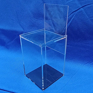 Clear Acrylic Display Case with Sliding Back and Black Bottom