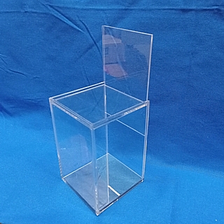 Clear Acrylic Display Case with Sliding Back and Mirror Bottom