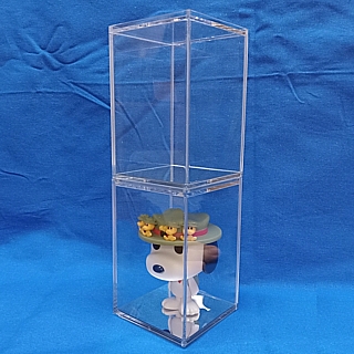 Clear Acrylic Display Case with Sliding Back and Mirror Bottom