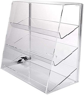 Upright Countertop Acrylic showcases with slanted front and slanted shelves