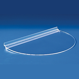 Clear Acrylic Semi-Circular Round Shelf for Slatwall or Slotwall