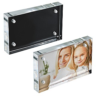 Deluxe Clear Acrylic Magnetic Block Frames with Black Metal Backing