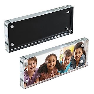 Clear Acrylic Single Sided Deluxe Magnetic Block Frame with Black Metal Backing