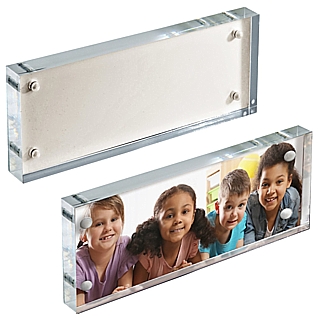 Clear Acrylic Single Sided Deluxe Magnetic Block Frame with White Metal Backing