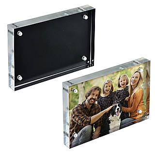 Clear Acrylic Single Sided Deluxe Magnetic Block Frame with Black Metal Backing