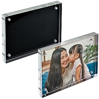 Clear Acrylic Single Sided Deluxe Magnetic Block Frame with Black Metal Backing