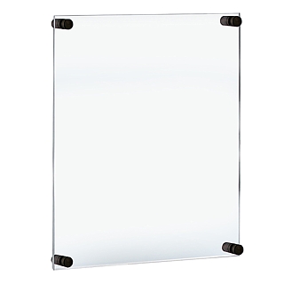 Clear Acrylic Wallmount Sign Holder Frame with Black Standoffs for Lobby or Reception Area