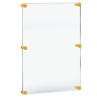 Clear Acrylic Wallmount Sign Holder Frame with Gold Standoffs for Lobby or Reception Area