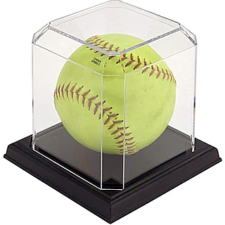 SPC2B-PS Clear Acrylic Softball Display Case For Displaying Sports Memorabilia, Baseballs, Pickleballs, Tennis Balls, Golf Balls and More