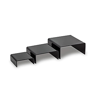 Black Acrylic Short Square U Riser Set of 3 in Plexi or Lucite