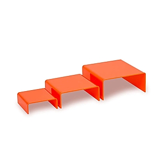 Orange Acrylic Short Square U Riser Set of 3 in Plexi or Lucite
