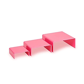 Pink Acrylic Short Square U Riser Set of 3 in Plexi or Lucite
