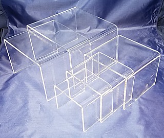 Clear Acrylic Short Square U Riser Set of 5 in Plexi or Lucite