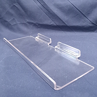 Clear Molded Styrene Flat Shelf with Front Lip For Slatwall or Slotwall