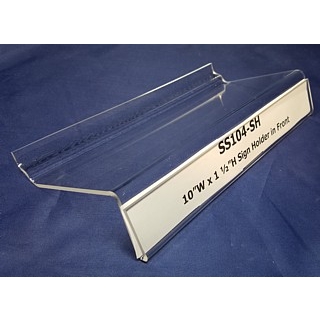 Clear Acrylic Flat Shelf with Sign Holder Front For Slatwall or Slotwall