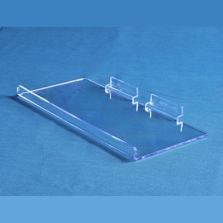 Clear Molded Styrene Flat Shelf with Front Lip For Slatwall or Slotwall
