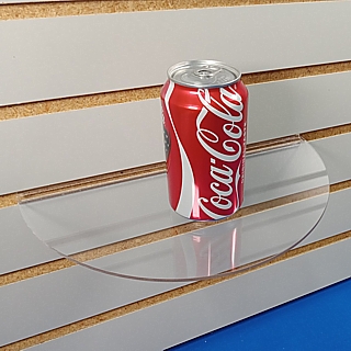 Clear Acrylic Semi-Circular Round Shelf for Slatwall or Slotwall