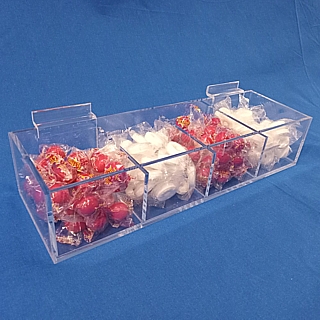 Acrylic Divided Compartment slatwall bins and trays