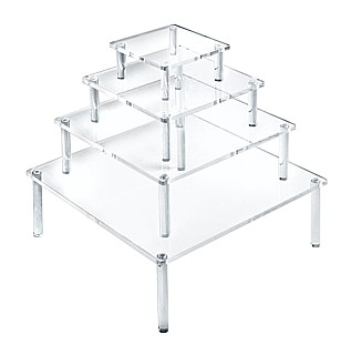 Clear Acrylic Square Table Riser Set of 4 For Cakes, Events, Products and More