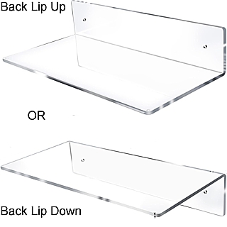 Clear Acrylic Wall Shelf for Mounting with Screws to Drywall or Other Flat Surface
