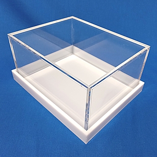 Clear Acrylic Display Case Boxes with White Base for Memorabilia, Collectibles or Products