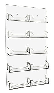10 Pocket Clear Acrylic Business Card or Gift Card Holder For Mounting to the Wall