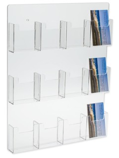 12 Pocket Clear Acrylic Veritcal Business Card or Gift Card Holder For Mounting to the Wall