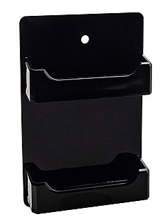 2 Pocket Black Acrylic Business Card or Gift Card Holder For Mounting to the Wall